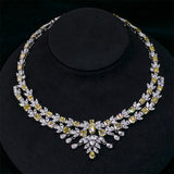 Total 53.92ct Plated 18K White Gold Necklace 14*16mm Radiant cut Natural Vivid yellow Color Moissanite Necklace ,Gold Necklace (Copy)