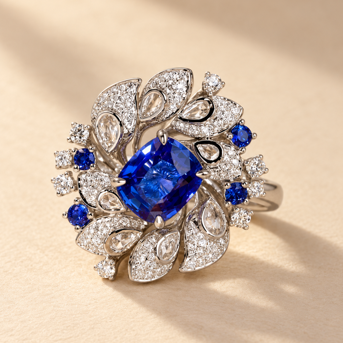 3 CT Blue Lab Grown Sapphire Ring in 9K Gold/14K Gold |WOKE