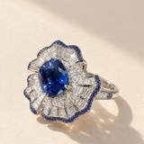 4 CT Blue Lab Grown Sapphire Ring in 9K/14K Gold |WOKE