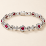 Lab Grown Ruby and Moissanite Bracelet in 925 Silver |WOKE