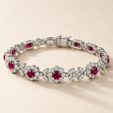 Lab Grown Ruby and Moissanite Bracelet in 925 Silver |WOKE