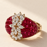6 CT Lab Grown Ruby and Lab grown Marquise Diamond Ring in 9K/14K Gold |WOKE