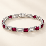 Lab Grown Ruby and Moissanite Bracelet in 925 Silver |WOKE