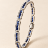 Lab Grown Sapphire Tennis Bracelet in 925 Silver |WOKE