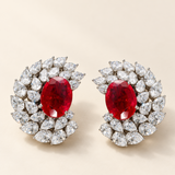 Lab Grown Rubies & Moissanite studs in 925 Silver |WOKE
