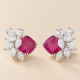 Lab Grown Rubies & Moissanite studs in 925 Silver |WOKE