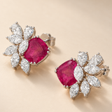 Lab Grown Rubies & Moissanite studs in 925 Silver |WOKE