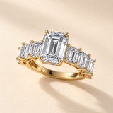 4.5 CT Lab Grown Emerald Cut Ring in 9K/14K Gold |WOKE