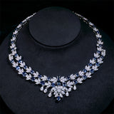 Total 89.45ct Plated 18K White Gold Necklace Blue and White Pear and Marquise cut Moissanite Necklace