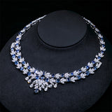 Total 89.45ct Plated 18K White Gold Necklace Blue and White Pear and Marquise cut Moissanite Necklace