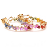 Multi sapphire emerald cut hoops| WOKE