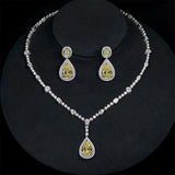 23.15ct 18K White Gold Necklace White and 10*14mm Vivid Yellow Pear Cut Moissanite Necklace ,Gold Necklace,Women Gifts