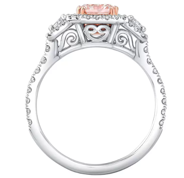 2CT Promise Ring| Radiant Pink moissanite and Asymmetrical Band