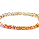 Rainbow sapphire emerald cut mix shape tennis bracelet  | WOKE