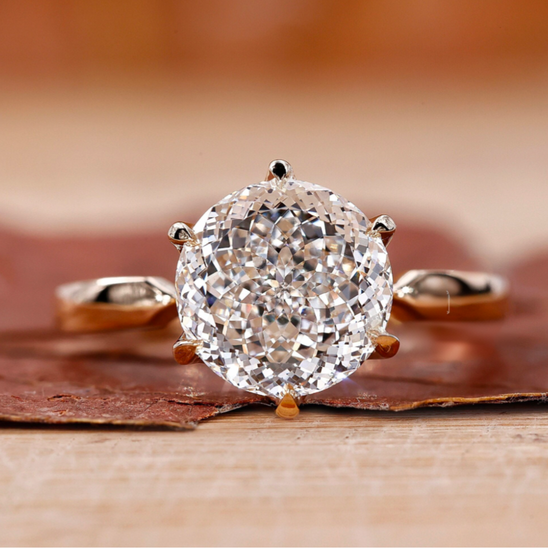 PORTUGESE round cut ring | Moissanite ring in gold and  925 sterling silver| Certified moissanites