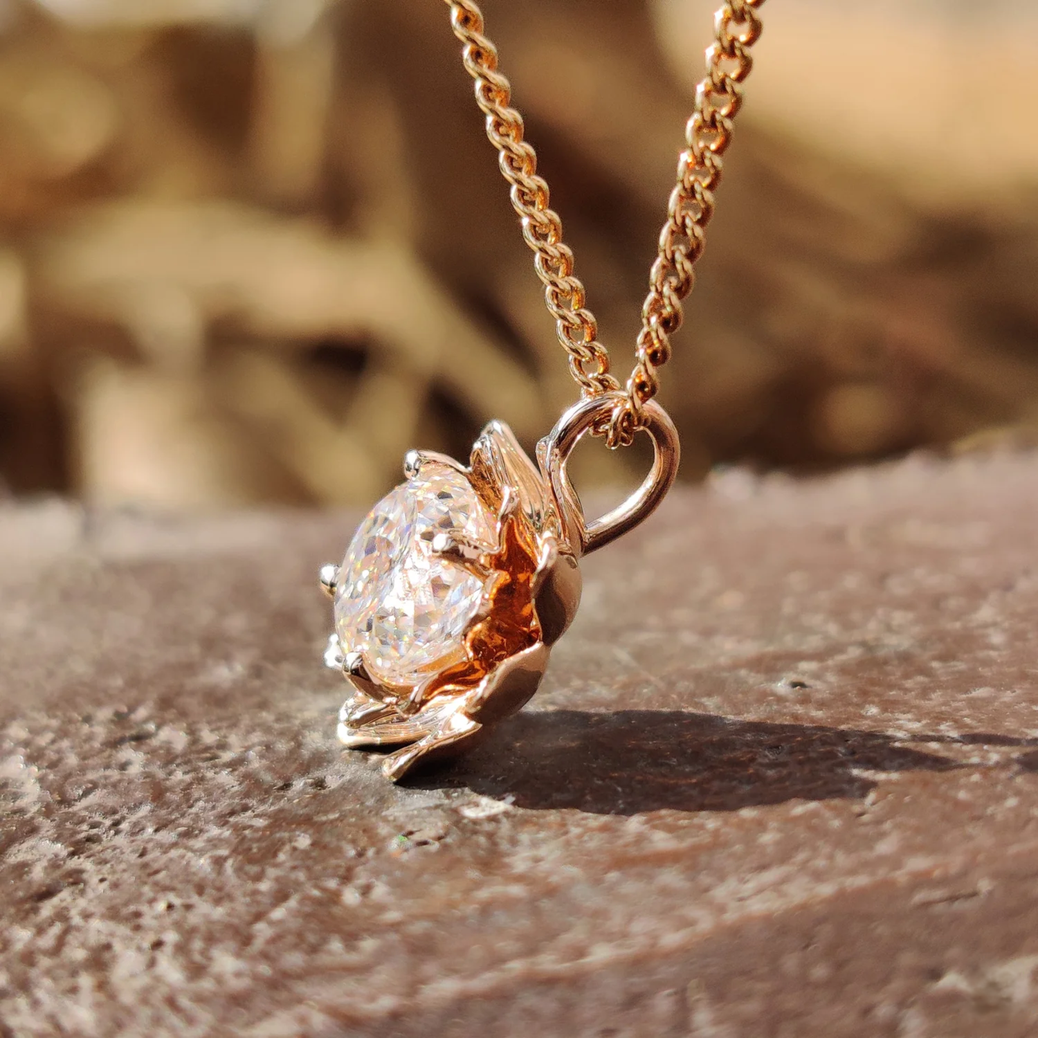 Flower style portugese moissanite pendant | WOKE