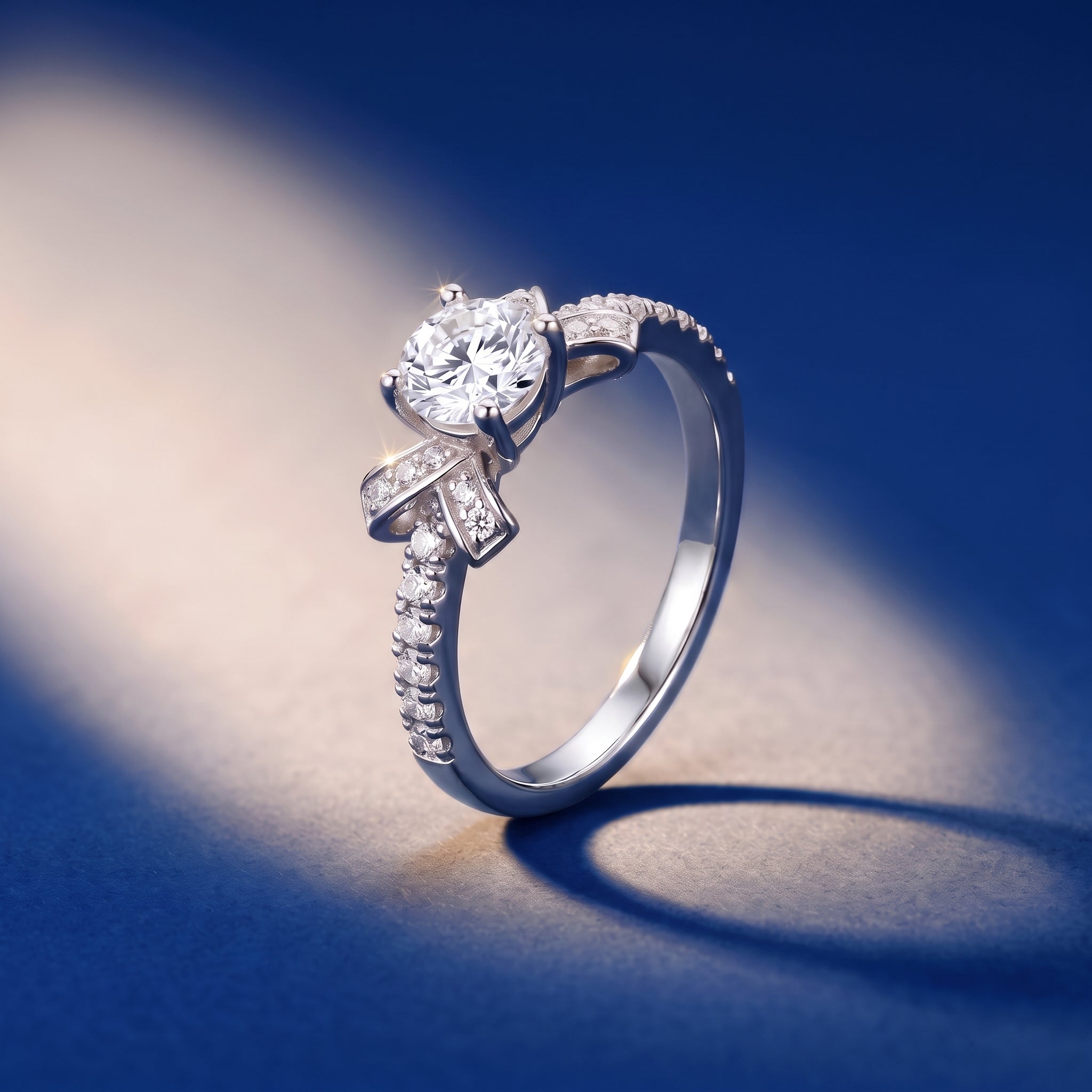 Half eternity band on royal blue