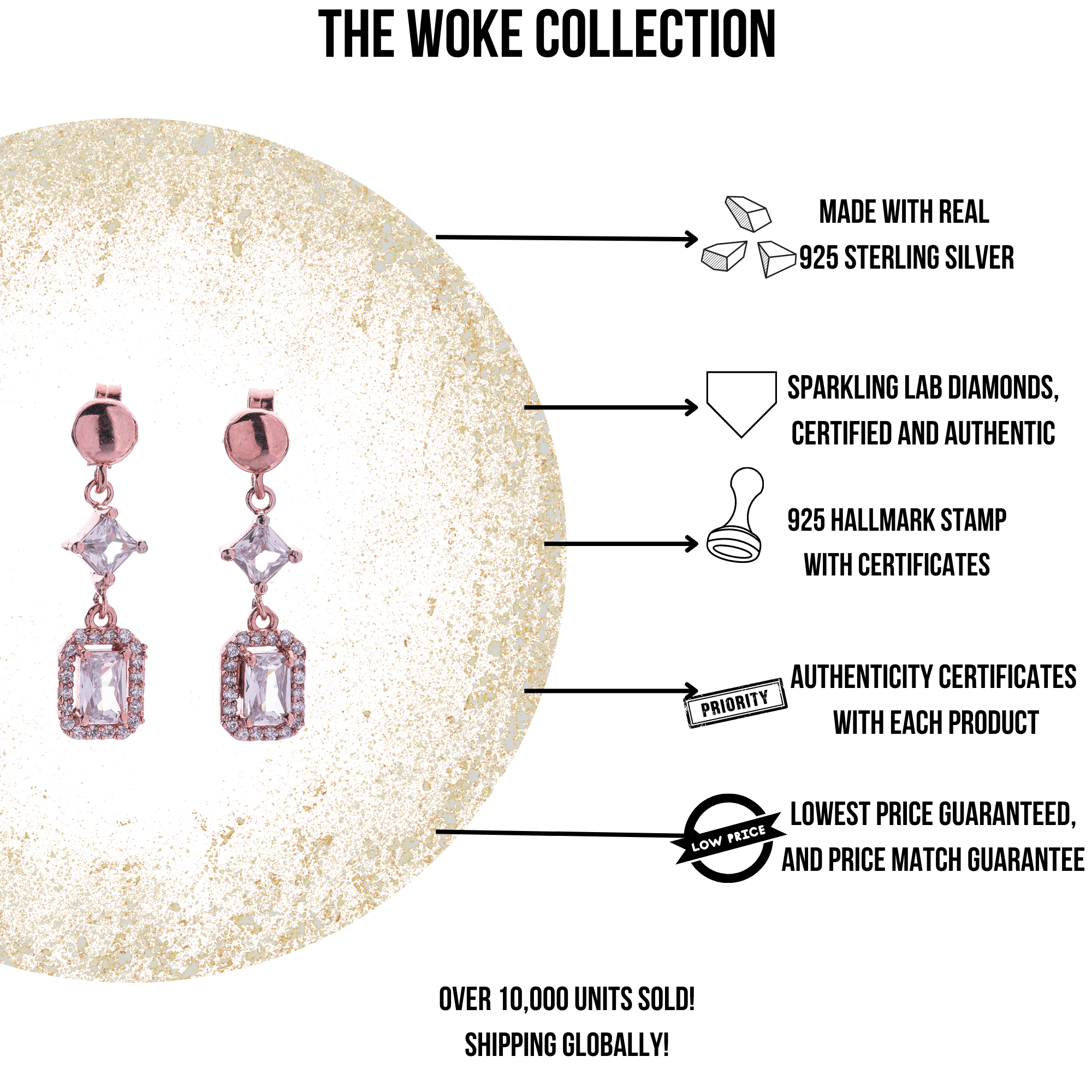 "WOKE" solitaire earrings