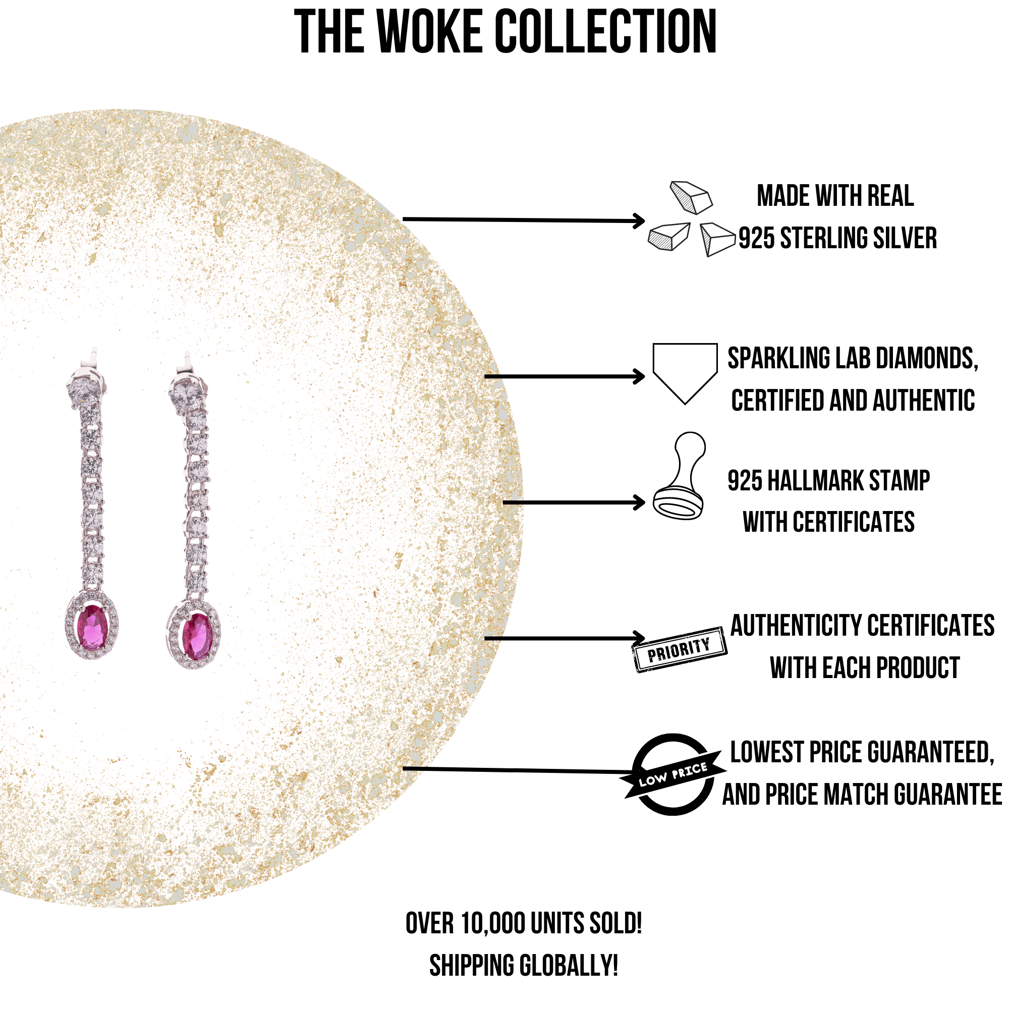 "WOKE" Diamond ruby earrings