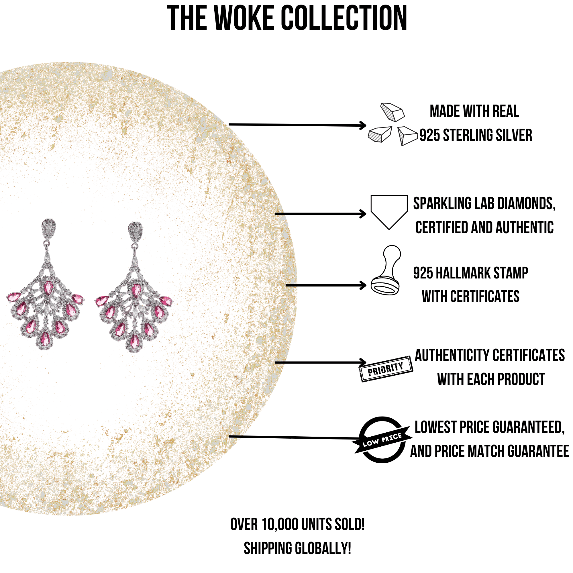 "WOKE" Diamond-ruby wing earrings