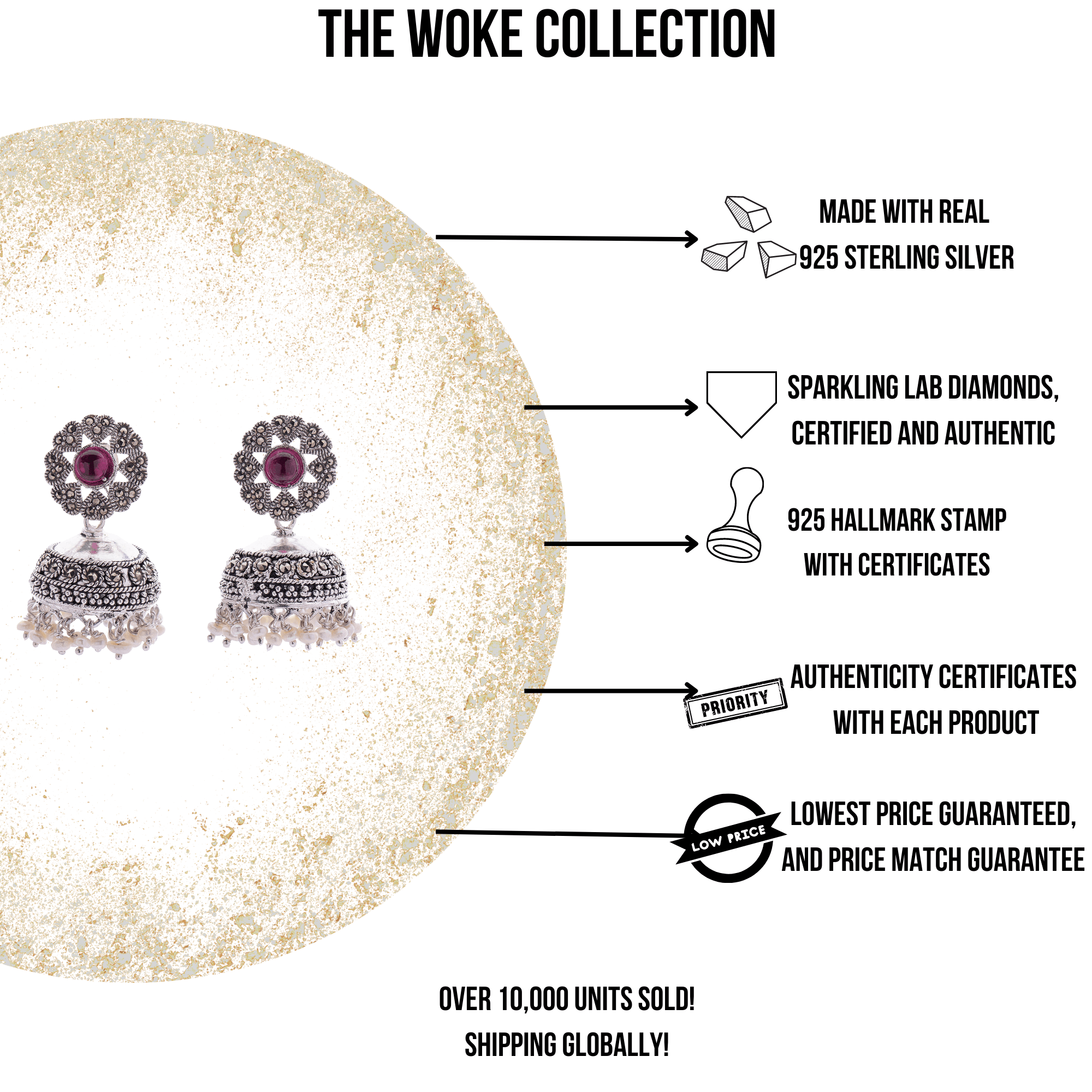 Marcasite Ruby Jhumki