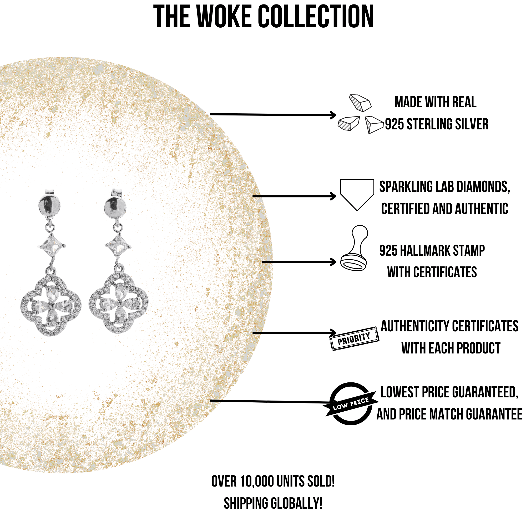 "WOKE" crystal cloud earrings