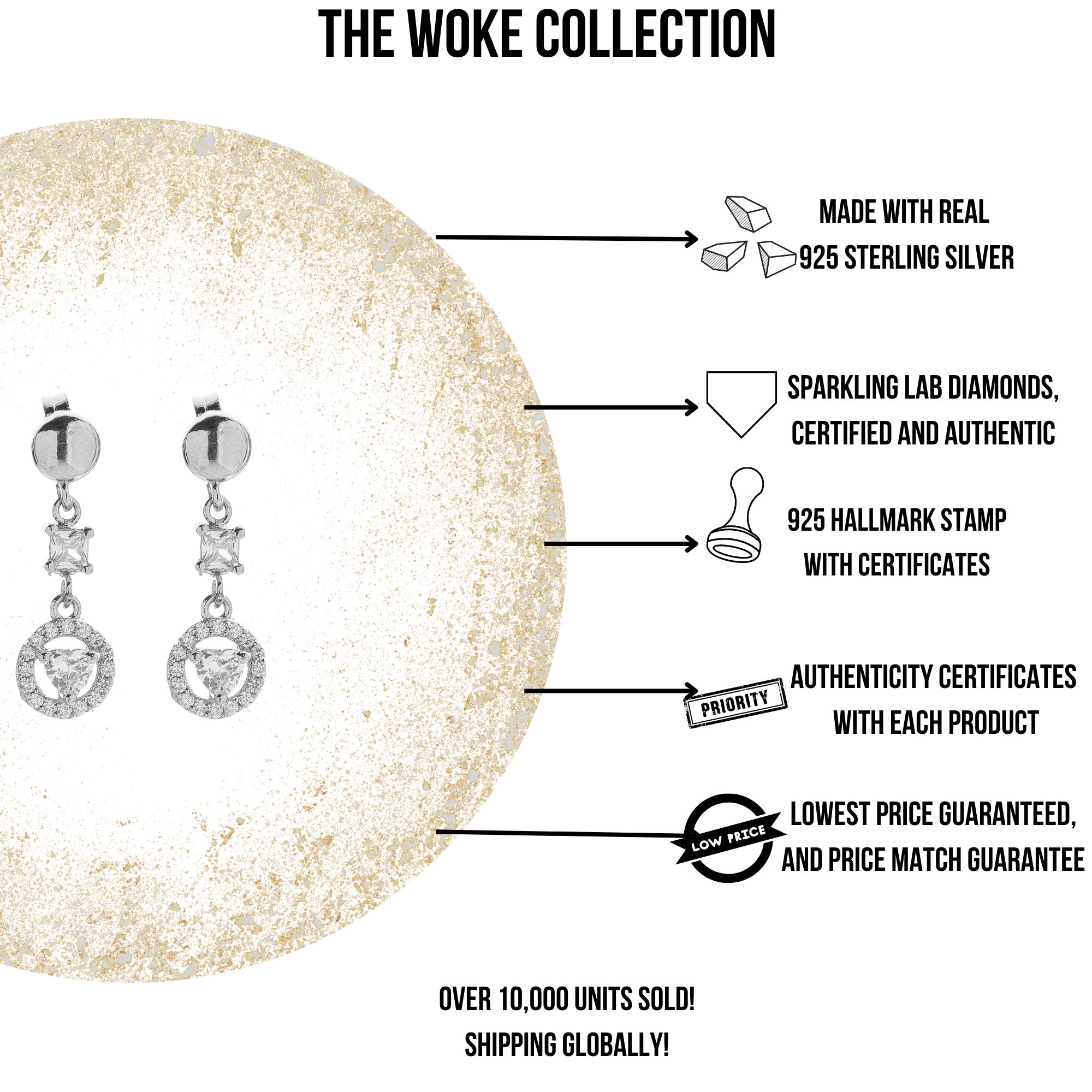 "WOKE" crystal illuminati earrings