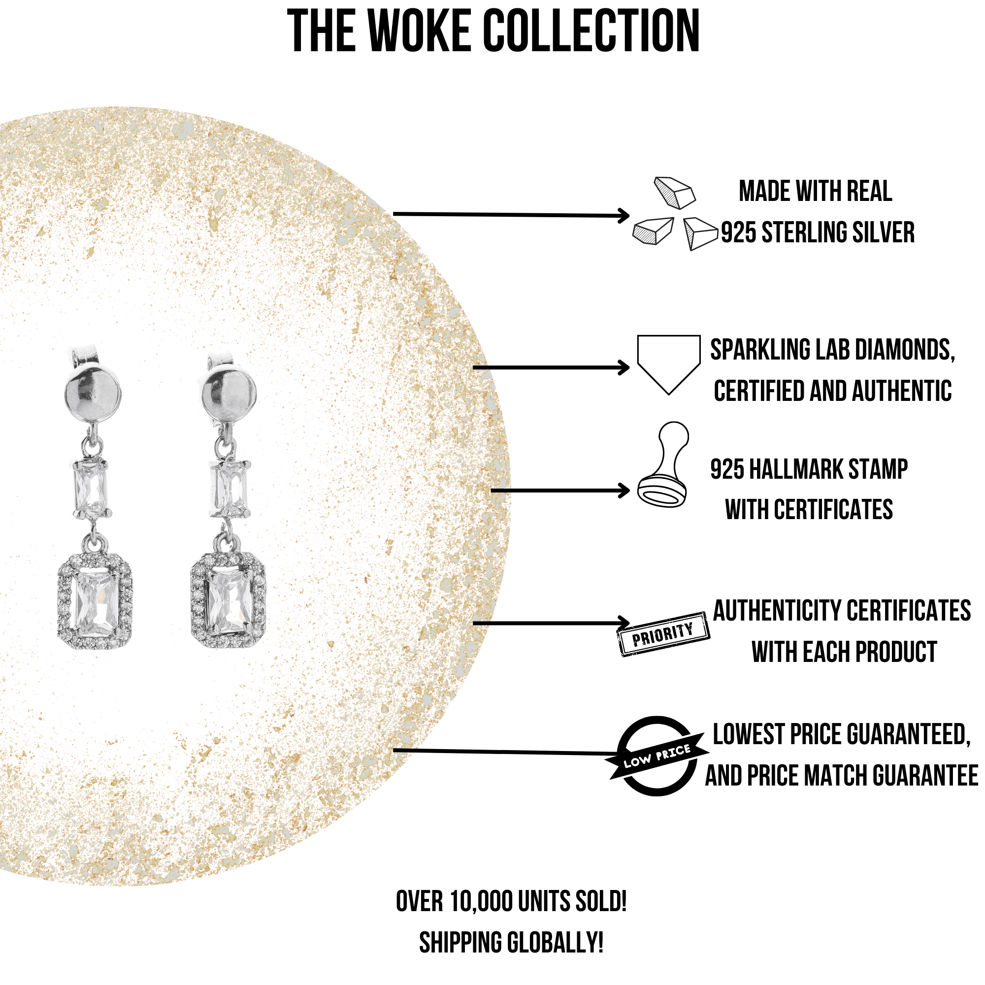 "WOKE" solitaire earrings