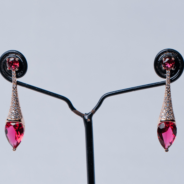 Women's Danglers (Red Cab quartz with CZ)