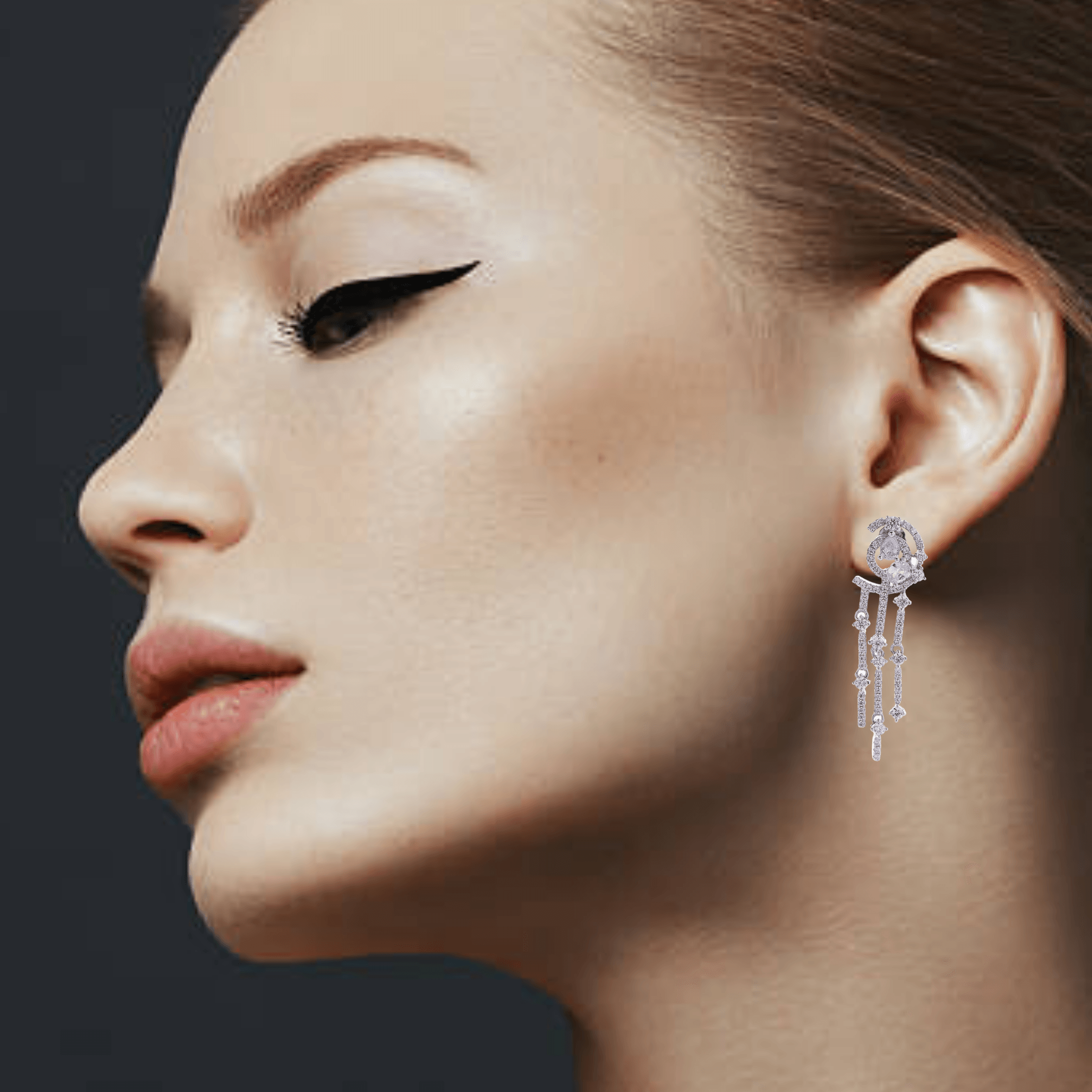 Robot White Earrings