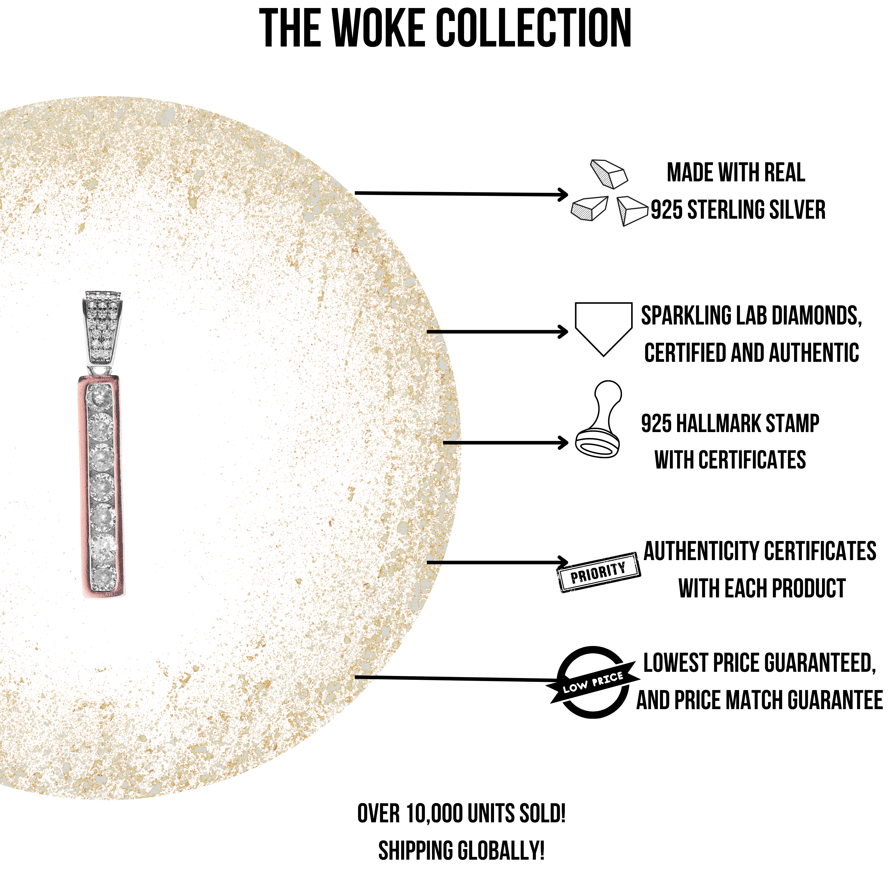Woke Pyramid Diamond studded pendant – Woke Collection