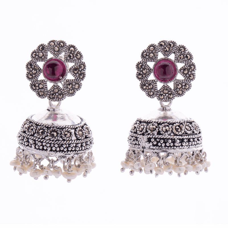 Marcasite Ruby Jhumki