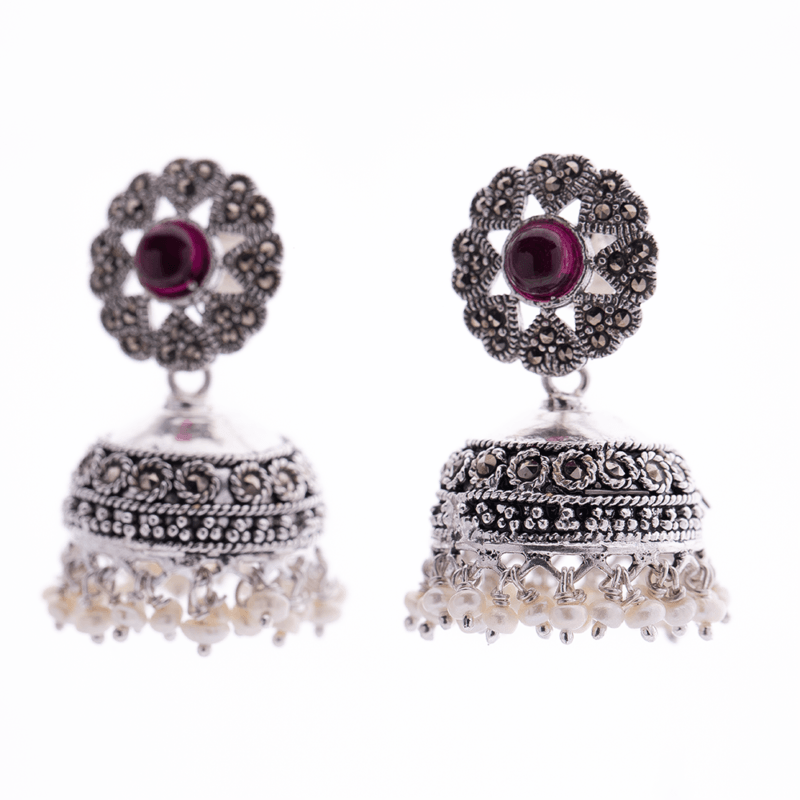 Marcasite Ruby Jhumki