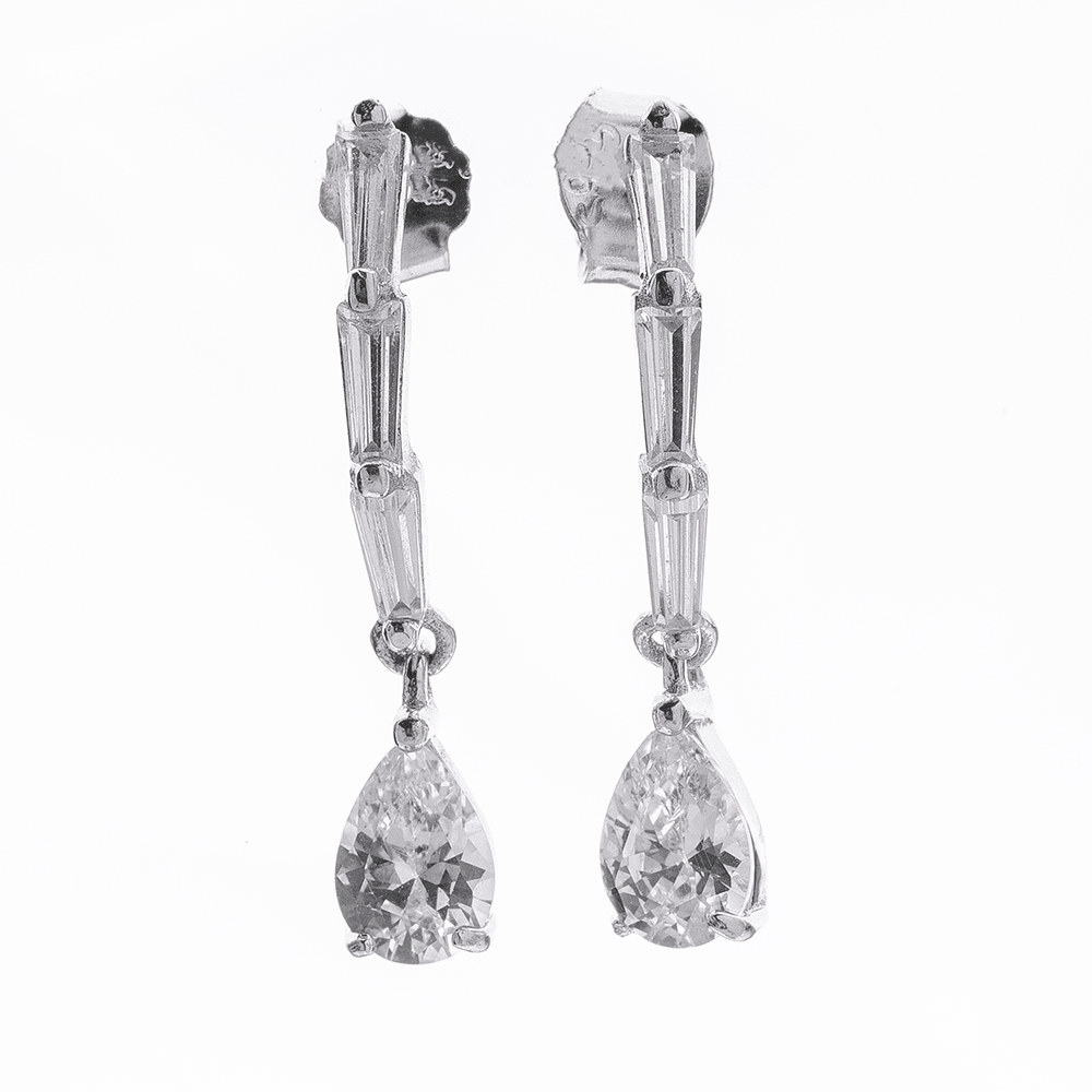 "WOKE" baguette diamond drop earrings