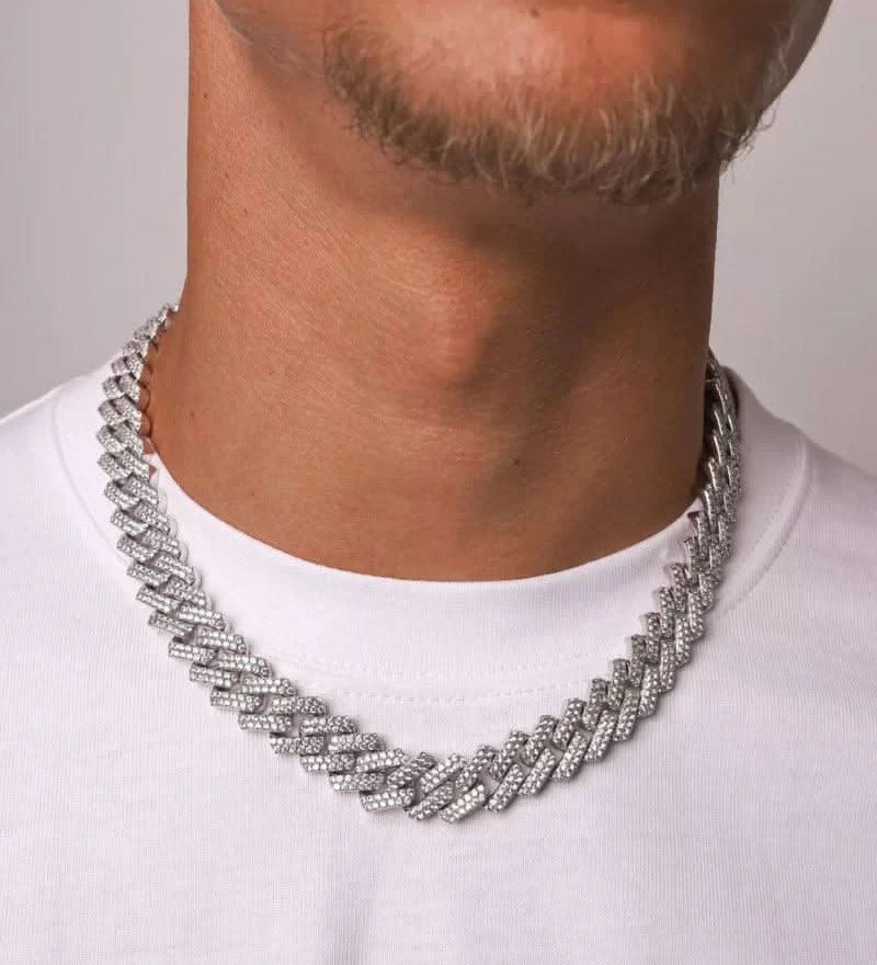 Cuban Link POP prong Chain(JAKE PAUL LOOK) | 925 sterling silver | GRA moissanites