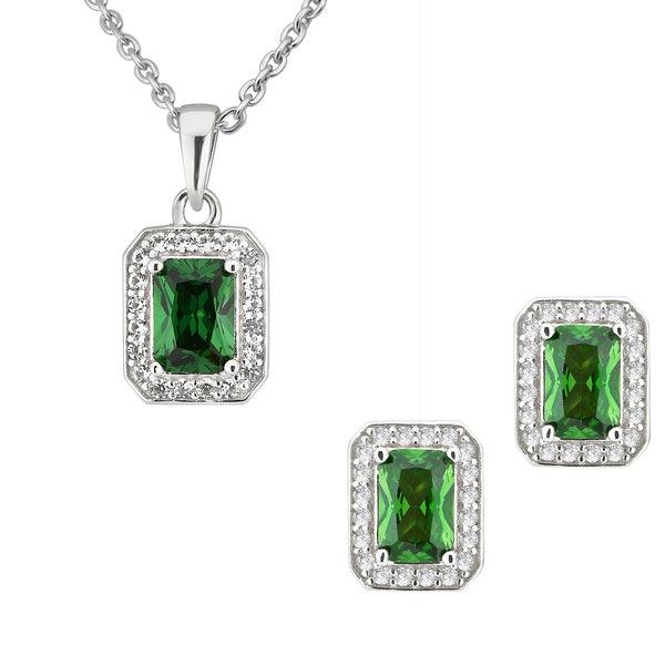 Halo Emerald-diamond set